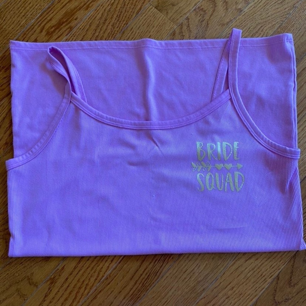 Bride squad tank top pink with gold decal